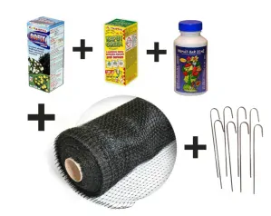 SET : Sieťka proti krtkom 2x100m+klince+kaput green+bofix+hnojivo.
