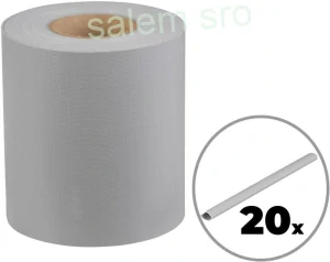 Tieniaci pás na plot, 190 mm, L-26 m, tieniaca, sivá, krycia, na plotové panely, s 20 klipsami, 1050g/m2, PVC, RAL7040